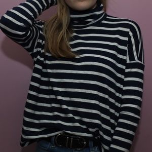 Aerie XS Striped Navy Turtleneck